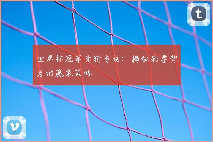 世界杯冠军竞猜专访:揭秘彩票背后的赢家策略